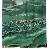 Agate Green Gold Glitter Jouw naam Showgordijn Douchegordijn (Voorkant)
