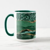 Agate Green Gold Glitter Marble Custom Name Mok (Links)