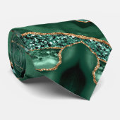 Agate Green Gold Glitter Marble Emerald Stropdas (Opgerold)