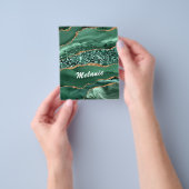 Agate Green Gold Glitter Marble Flyer Jouw naam (Hand)
