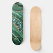 Agate Green Gold Glitter Marble Gemstone Sateboard Persoonlijk Skateboard (Voorkant)