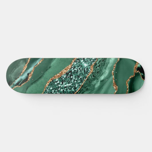 Agate Green Gold Glitter Marble Gemstone Sateboard Persoonlijk Skateboard (Horizontaal)
