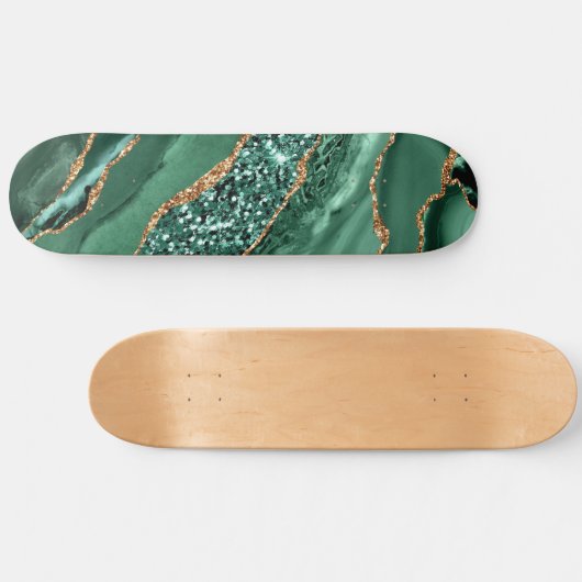Agate Green Gold Glitter Marble Gemstone Sateboard Persoonlijk Skateboard (Horizontaal)