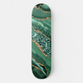 Agate Green Gold Glitter Marble Gemstone Sateboard Persoonlijk Skateboard (Voorkant)