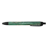 Agate Green Gold Glitter Marble Jouw naam Pen (Bodem)