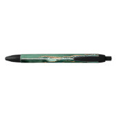 Agate Green Gold Glitter Marble Jouw naam Pen (Achterkant)