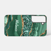 Agate Green Gold Glitter Marble Jouw naam Samsung Galaxy Hoesje (Achterkant horizontaal)