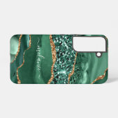 Agate Green Gold Glitter Marble Jouw naam Samsung Galaxy Hoesje (Achterkant horizontaal)