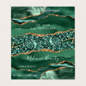 Agate Green Gold Glitter Marble Modern Design Visitekaartje (Buitenkant ongevouwen)