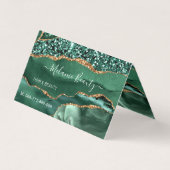Agate Green Gold Glitter Marble Modern Design Visitekaartje (Voorkant)