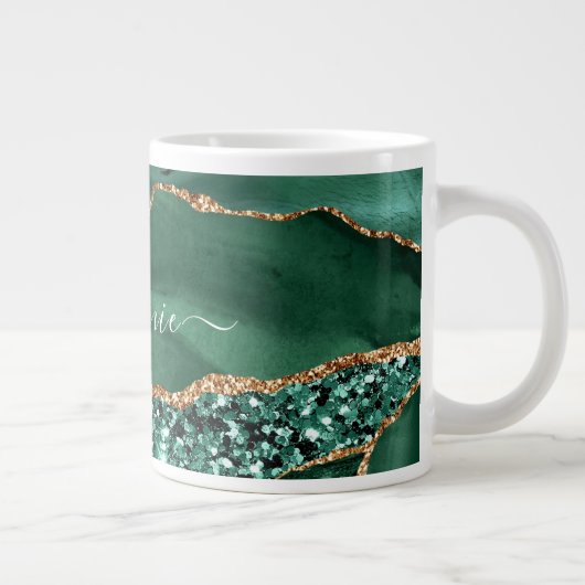 Agate Green Gold Glitter Marble Mok - Aangepaste n (Rechts)