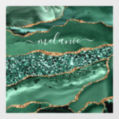 Agate Green Gold Glitter Marble Name Window Cling Raamsticker (Vel)