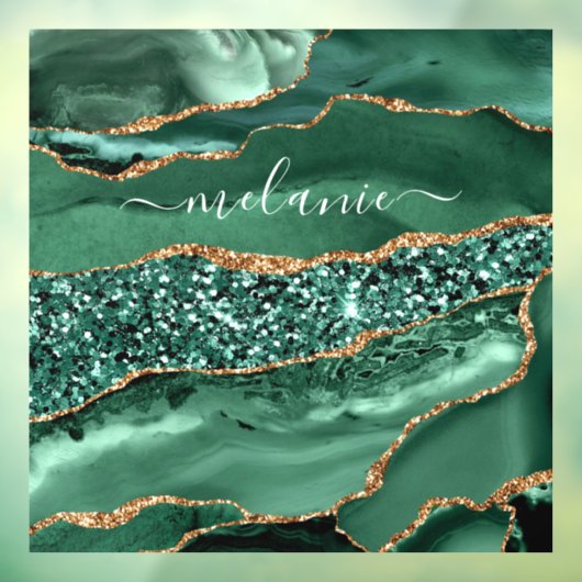 Agate Green Gold Glitter Marble Name Window Cling Raamsticker (Vel 3)
