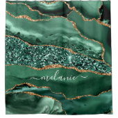 Agate Green Gold Glitter Marble Showgordijn Douchegordijn (Voorkant)