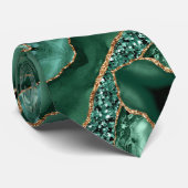 Agate Green Gold Glitter Marble Sparkle Emerald Stropdas (Opgerold)
