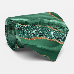 Agate Green Gold Glitter Marble Sparkle Gemstone Stropdas
