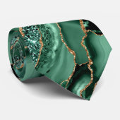 Agate Green Gold Glitter Marble Stropdas Emerald (Opgerold)