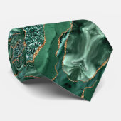Agate Green Gold Glitter Marble Stropdas Geode (Opgerold)