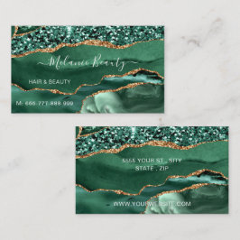Agate Green Gold Glitter Modern Visitekaartje