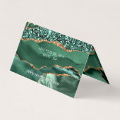 Agate Green Gold Glitter Moderne Design QR Code Visitekaartje (Achterkant)