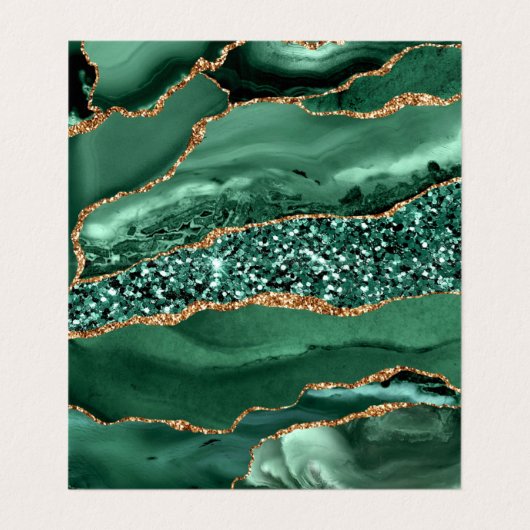 Agate Green Gold Glitter Moderne Design QR Code Visitekaartje (Binnenkant ongevouwen)