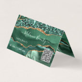 Agate Green Gold Glitter Moderne Design QR Code Visitekaartje (Voorkant)