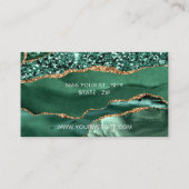 Agate Green Gold Glitter QR Code Visitekaartje (Achterkant)