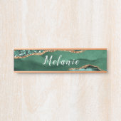 Agate Green Gold Glitter Sparkle Name DeurSign Deurbordje (Voorkant)