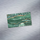 Agate Green Gold Glitter Visitekaartje Magnetisch Visitekaartje (Voorbeeld)
