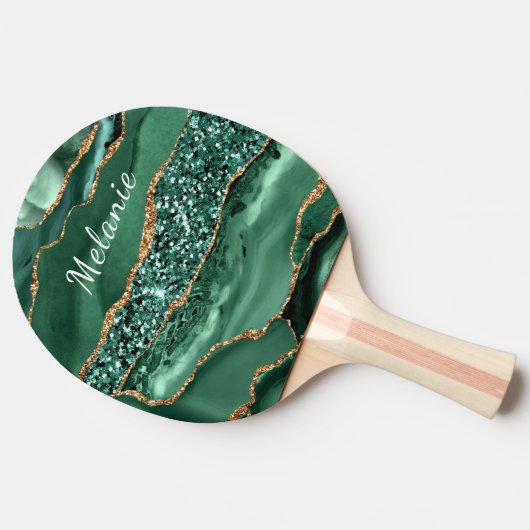 Agate Green Gold Glitter Voeg Ping Pong Paddle toe Tafeltennisbatje (Zijkant)
