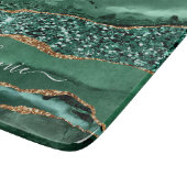 Agate Green Gold Marble Custom Name Cutting Board Snijplank (Hoek)