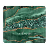 Agate Green Gold Marble Custom Name Cutting Board Snijplank (Voorkant)