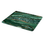 Agate Green Gold Marble Custom Name Cutting Board Snijplank (Hoek)