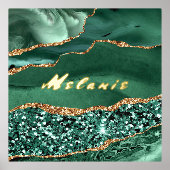 Agate Green Gold Marble Jouw naam Folie afdrukken (Voorkant)