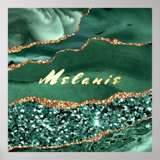Agate Green Gold Marble Jouw naam Folie afdrukken (Voorkant)