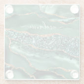 Agate Green Gold Marble Onderzetter - Aangepaste n Glazen Onderzetter (Achterkant)