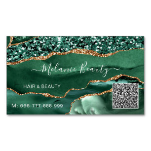 Agate Green Gold QR Code Visitekaartje Magnet Magnetisch Visitekaartje