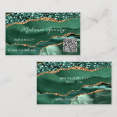Agate Green Gold QR Code Visitekaartje voorbeeld (Voorkant / Achterkant)