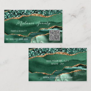 Agate Green Gold QR Code Visitekaartje voorbeeld