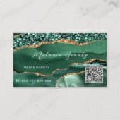 Agate Green Gold QR Code Visitekaartje voorbeeld (Voorkant)