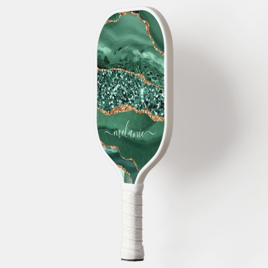 Agate Green Gold Sparkle Name Pickleball Paddle (Links)