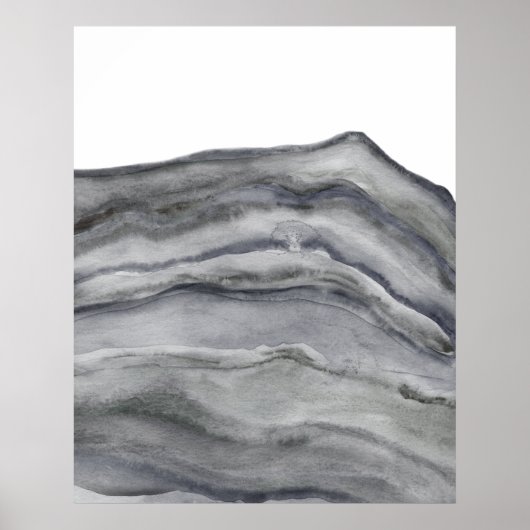 Agate Grey Abstract Waterverf schilderingspatroon Poster (Voorkant)