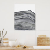 Agate Grey Abstract Waterverf schilderingspatroon Poster (Keuken)