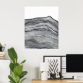 Agate Grey Abstract Waterverf schilderingspatroon Poster (Thuiskantoor)