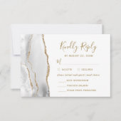 Agate Grijs Wit Gouden Bruiloft Menu Opties (Voorkant)