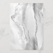 Agate Grijs Wit Zilver Moderne Scriptie Bruiloft Menu (Achterkant)