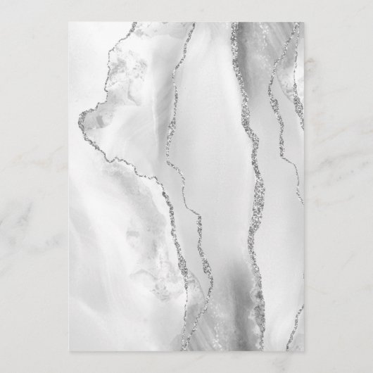 Agate Grijs Wit Zilver Moderne Scriptie Bruiloft Menu (Achterkant)
