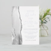 Agate Grijs Zilver Script Bruiloft Folie Uitnodiging (Staand Voorkant)