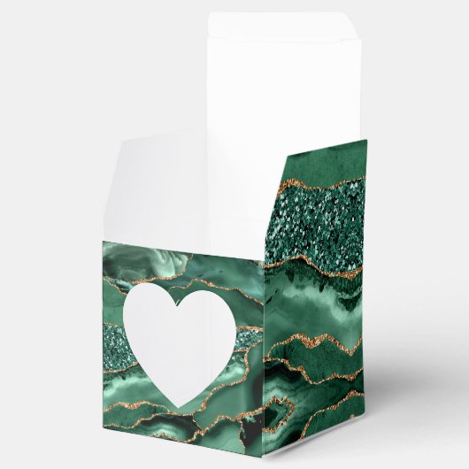 Agate Groen Goud Glitter Geode Marmer Aangepaste N Bedankdoosjes (Geopend)