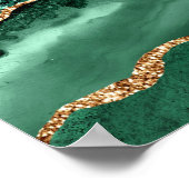 Agate Groen Goud Glitter Geode Marmer Aangepaste N Poster (Hoek)